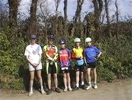 Five of us outside Boswinger youth hostel